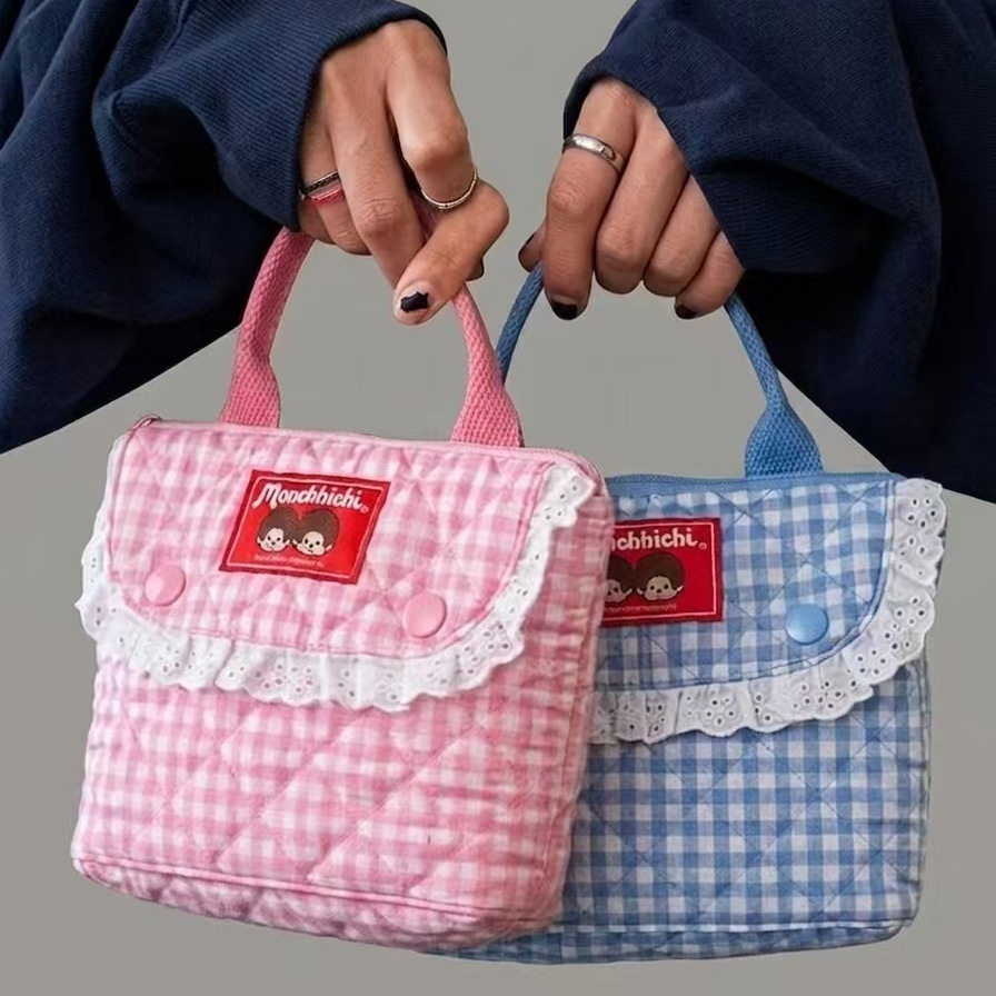 Vintage Items - Vintage'owa kosmetyczka w kratę z motywem