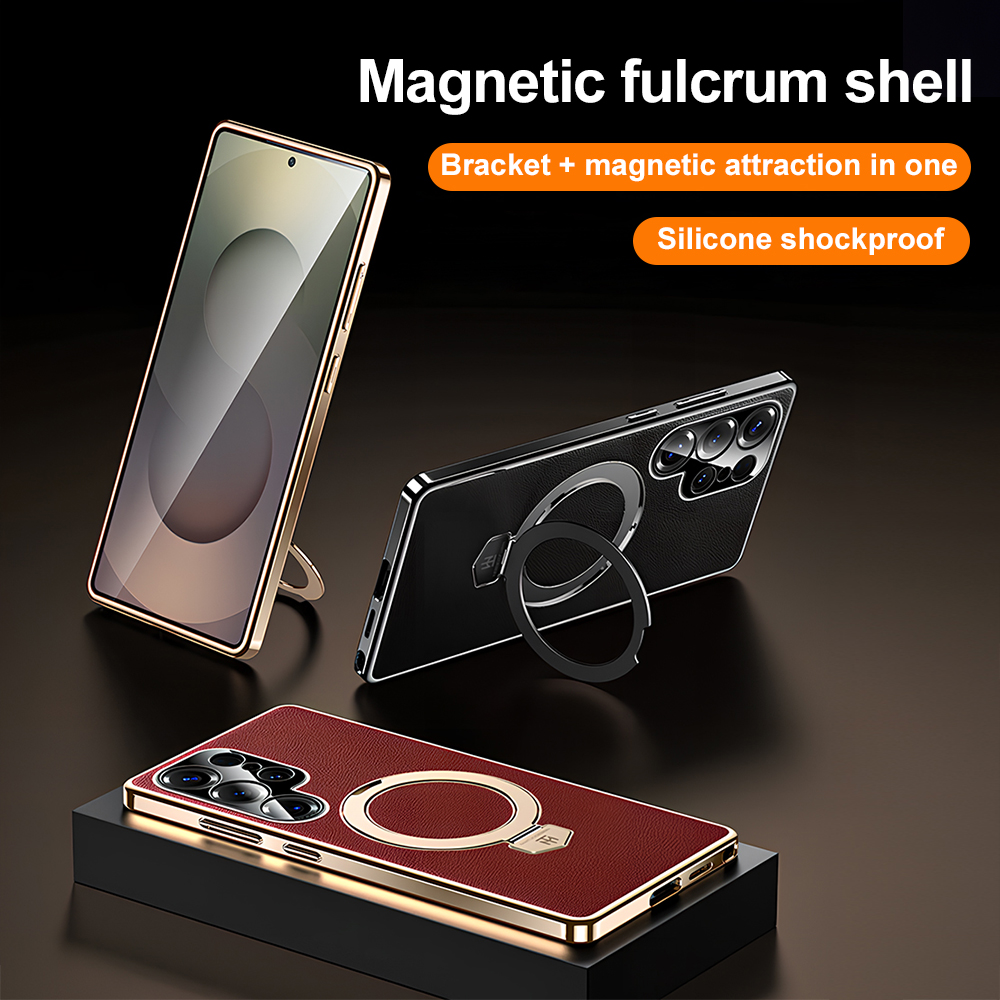 Camera Leather Case - Etui na telefon z magnetycznym uchwytem