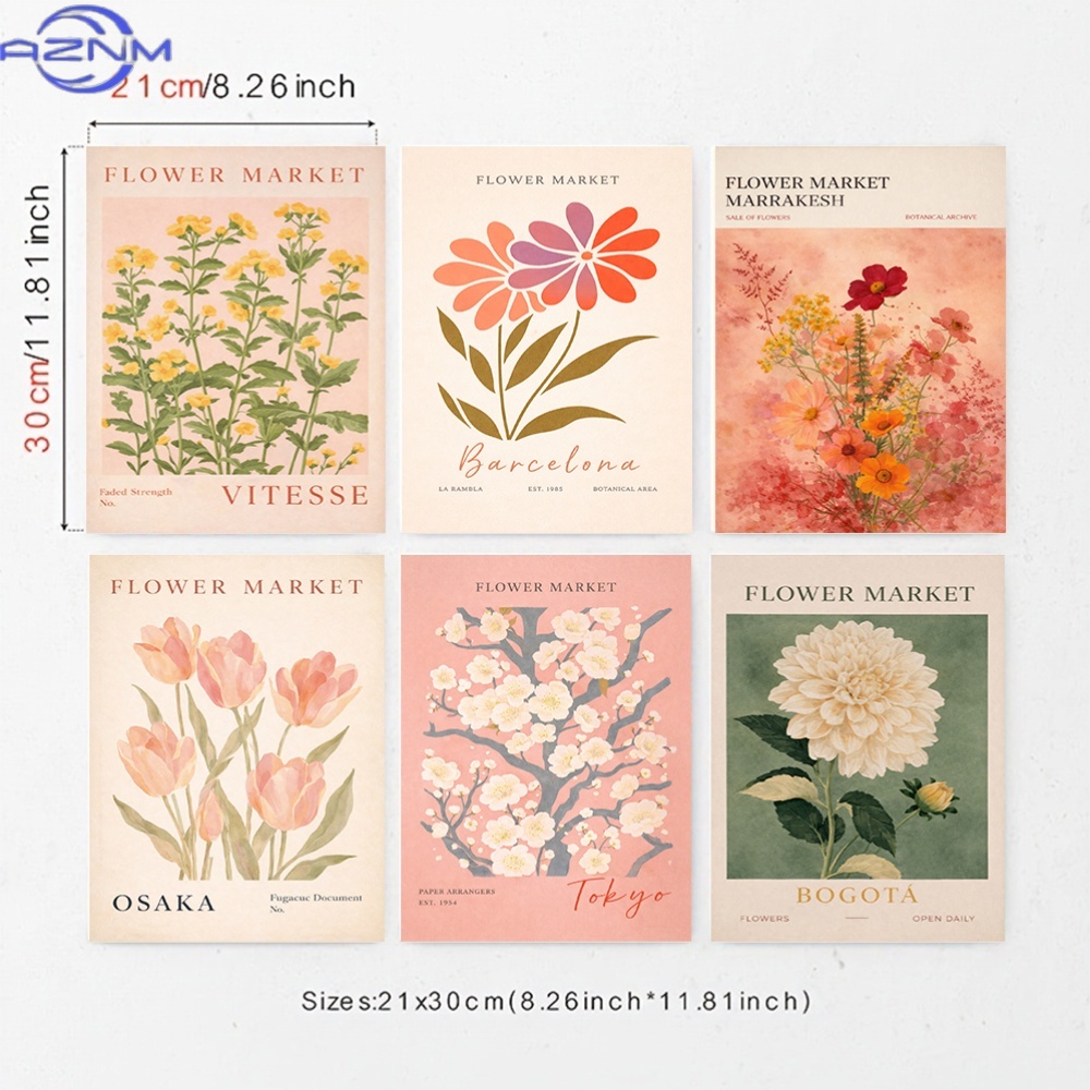 Vintage Collectible Market - Zestaw 6 obrazów na płótnie z
